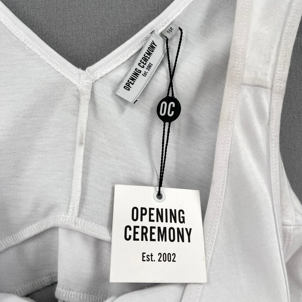 OPENING CEREMONY Dress Womens Small White Black Sleeve Plaid Ruffle Skater NWT - Picture 8 of 16